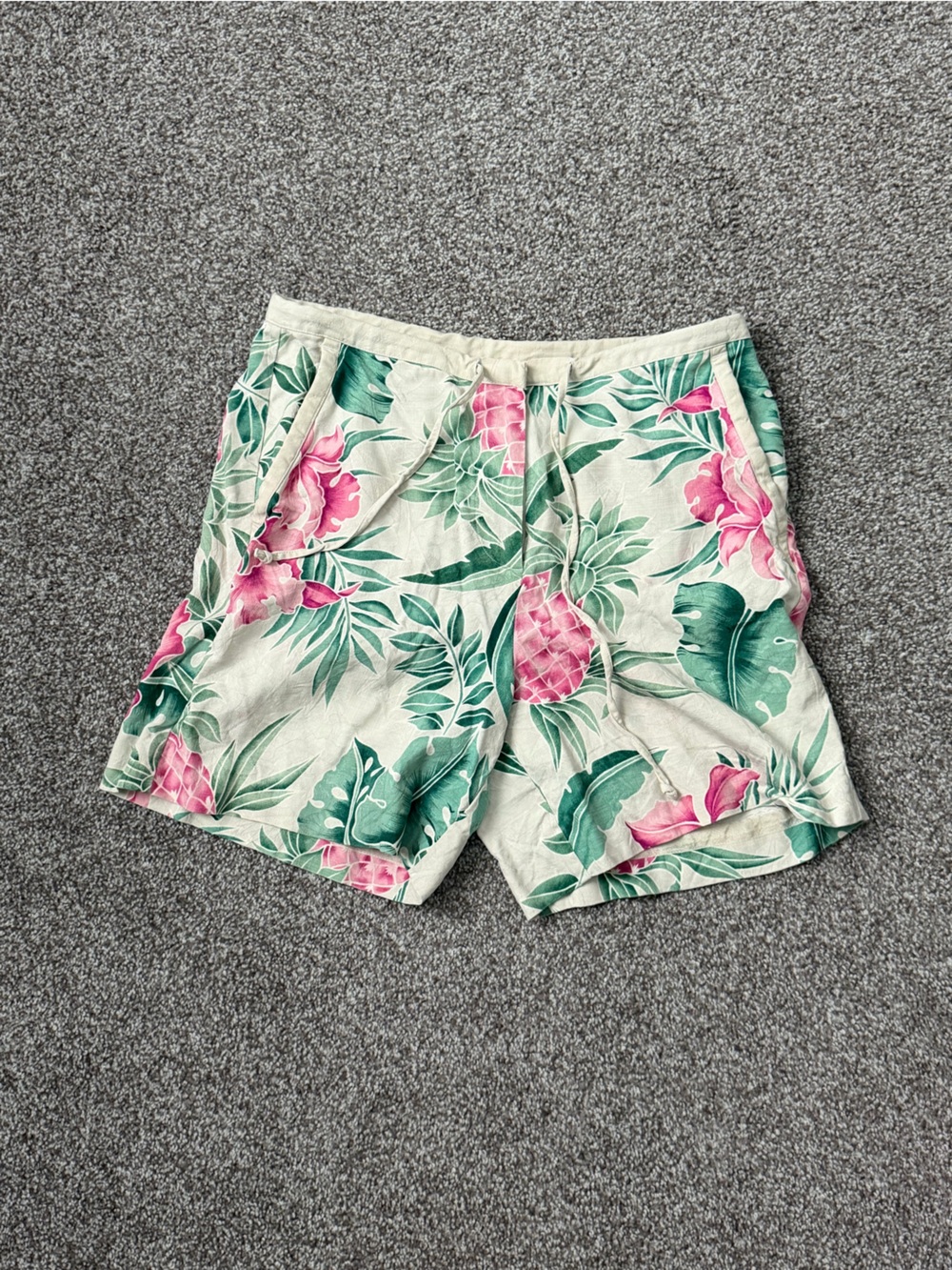 Tommy Bahama Floral & Pineapple Print Women’s Shorts — Pink & Green